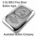 5 Troy Oz 999.5 Fine Silver Bullion ABC Mint Certified Ingot Bar ABC Gift Pouch