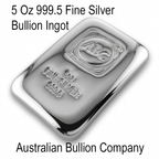 5 Troy Oz 999.5 Fine Silver Bullion ABC Mint Certified Ingot Bar ABC Gift Pouch