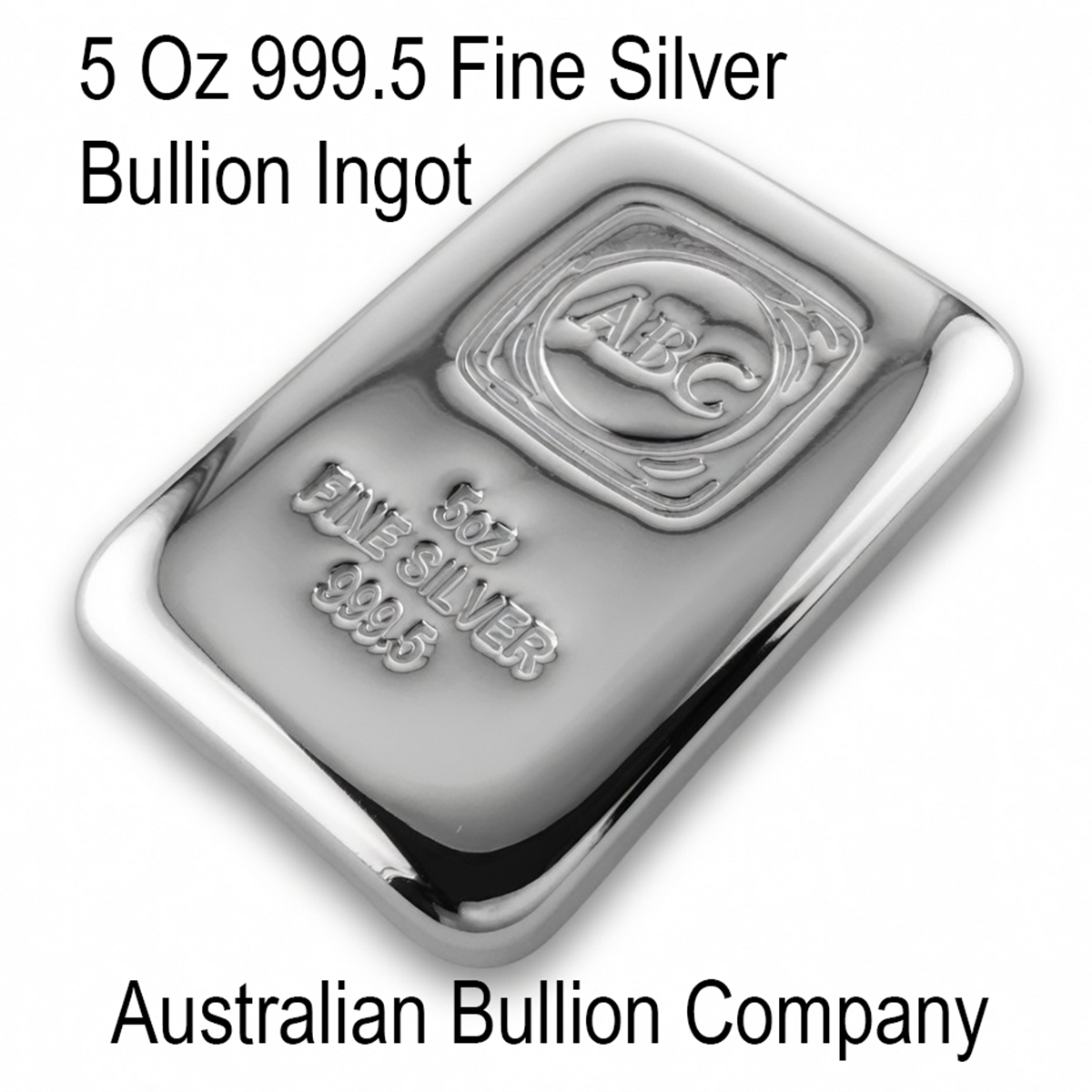 5 Troy Oz 999.5 Fine Silver Bullion ABC Mint Certified Ingot Bar ABC Gift Pouch