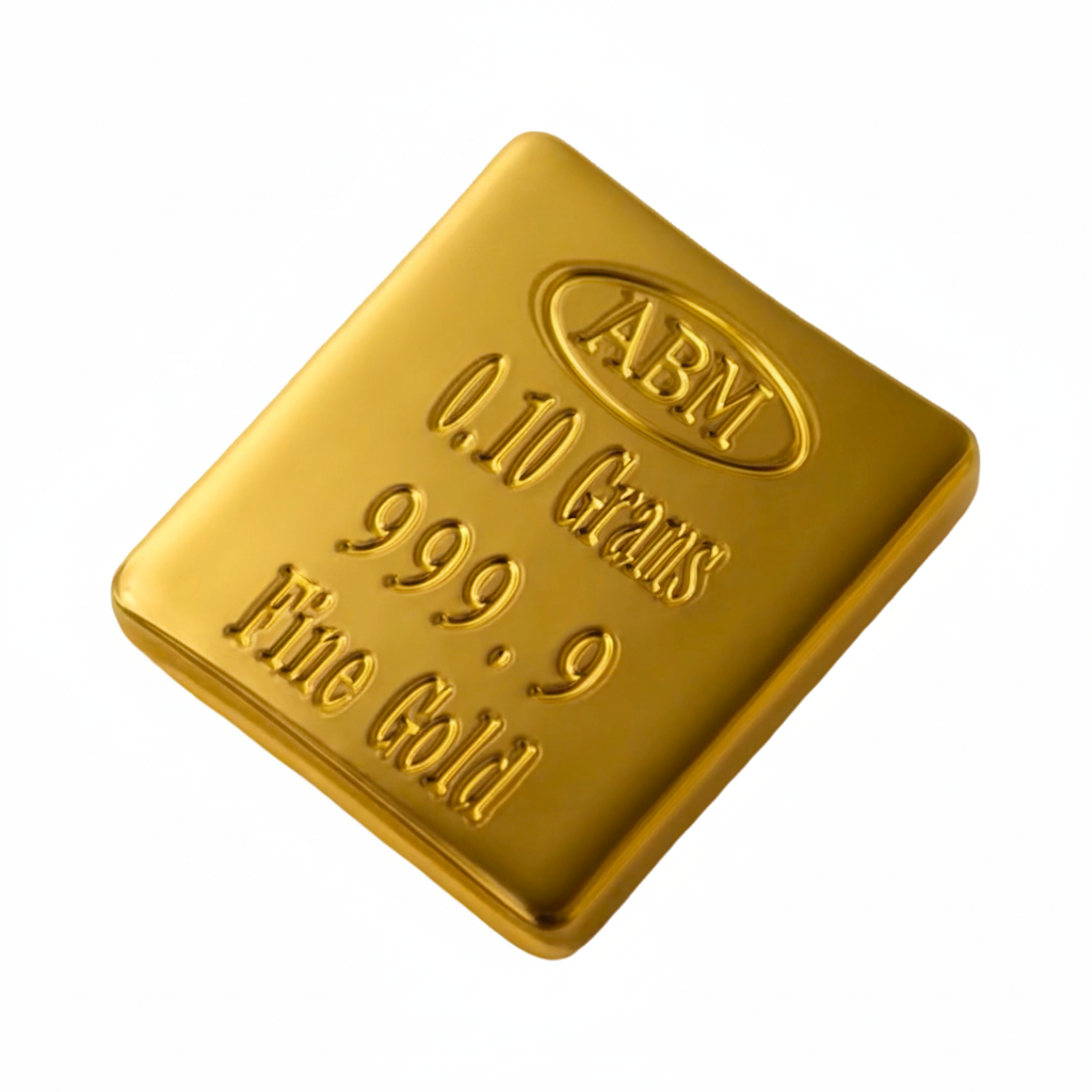 0.10 Grams 999.9 Fine Solid 24Kt Gold Certified Bullion Ingot Bar ABM Certifiers