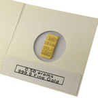 0.50 Grams 999.9 Fine Solid 24Kt Gold Certified Bullion Ingot Bar ABM Certifiers