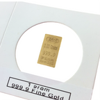1.00 Grams 999.9 Fine Solid 24Kt Gold Certified Bullion Ingot Bar ABM Certifier