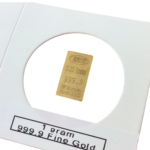 1.00 Grams 999.9 Fine Solid 24Kt Gold Certified Bullion Ingot Bar ABM Certifier