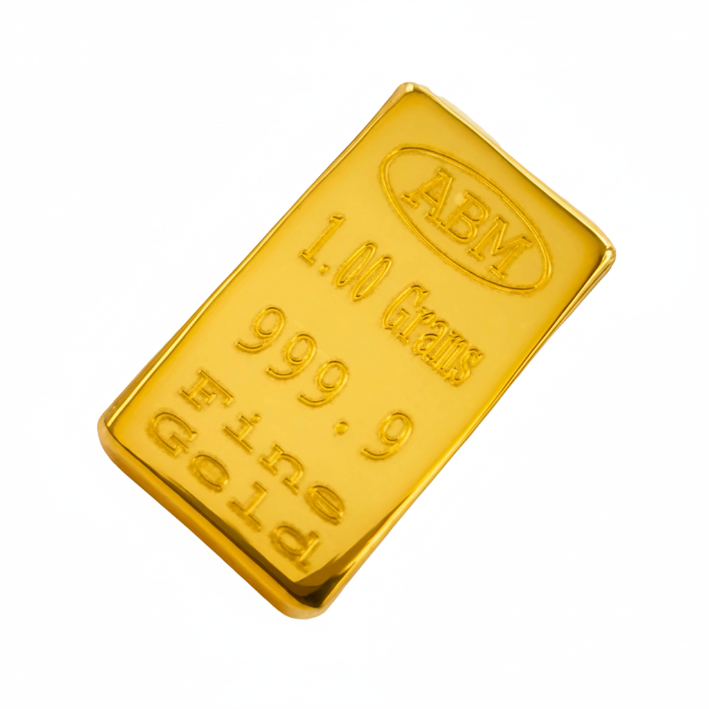 1.00 Grams 999.9 Fine Solid 24Kt Gold Certified Bullion Ingot Bar ABM Certifier