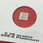 Platinum 0.25 Grams 999.5 Fine Solid Certified Bullion Ingot Bar ABM Certifiers