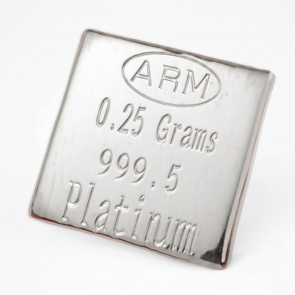 Platinum 0.25 Grams 999.5 Fine Solid Certified Bullion Ingot Bar ABM Certifiers
