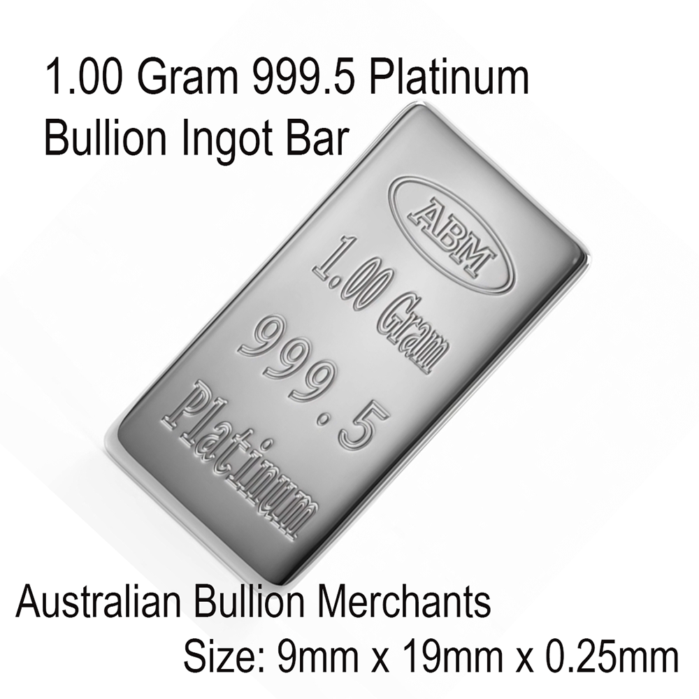 Platinum 1.00 Grams 999.5 Fine Solid Certified Bullion Ingot Bar ABM Certifiers