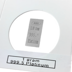 Platinum 1.00 Grams 999.5 Fine Solid Certified Bullion Ingot Bar ABM Certifiers
