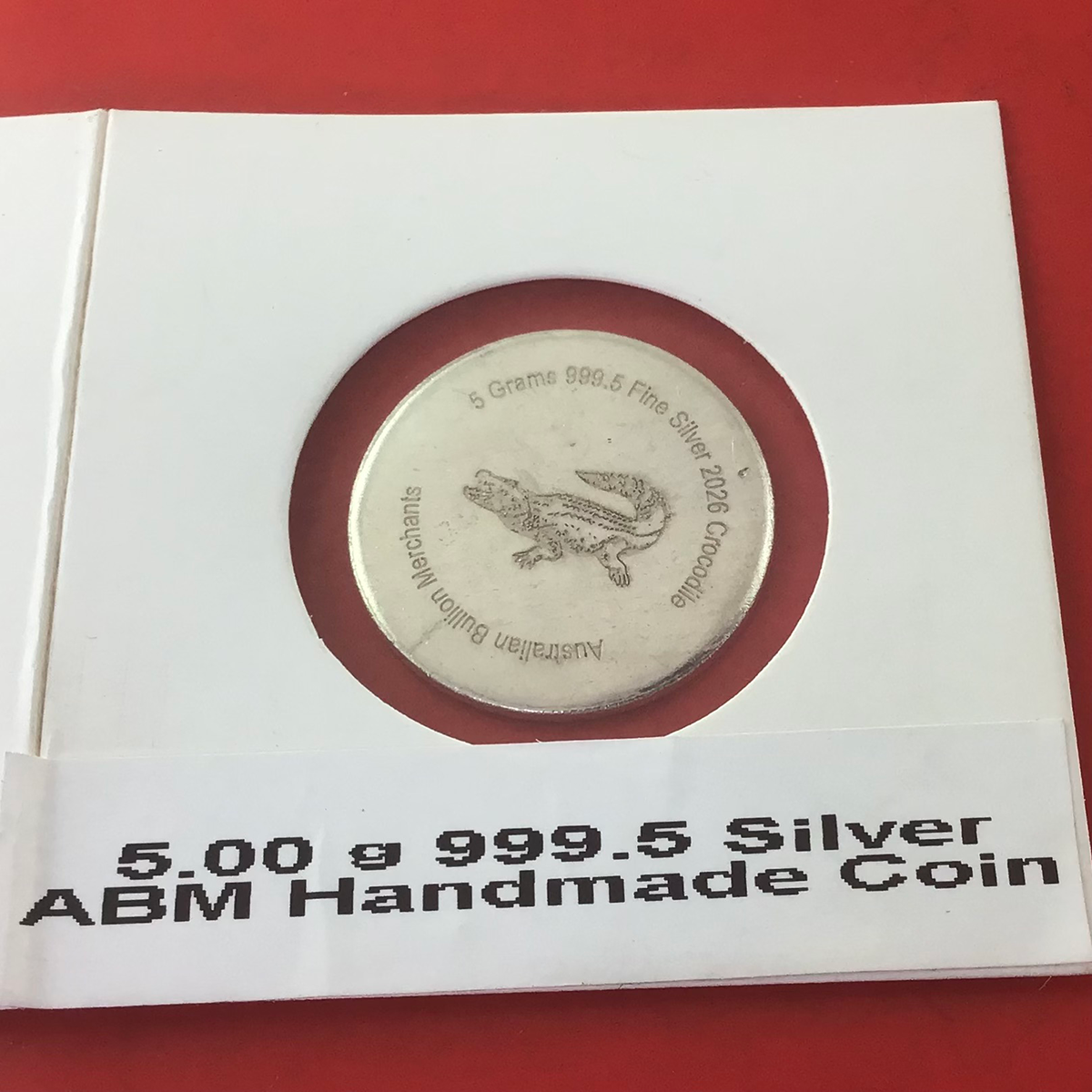 5 Grams 2026 Australian Crocodile 999.5 Silver Round Coin Bullion ABM Handmade