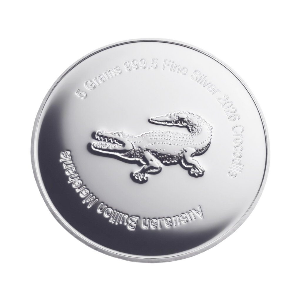 5 Grams 2026 Australian Crocodile 999.5 Silver Round Coin Bullion ABM Handmade