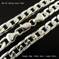 Necklace Real 925 Sterling Silver Filled Solid Men's Cuban Link 8mm Chain 80cm