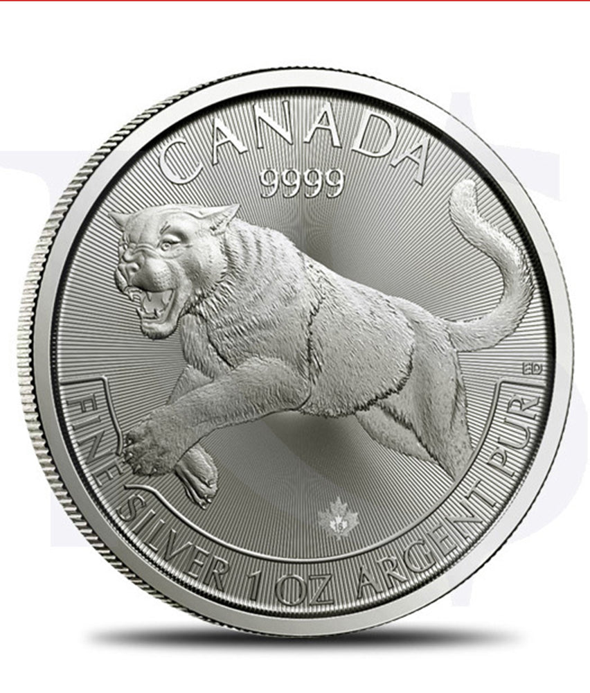 1 Oz 9999 Fine Silver 2016 Canada Predator Series Cougar Bullion Coin