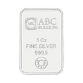 Eureka 5oz 999.5 Fine Silver Bullion ABC Mint Certified Ingot Bar + Pouch