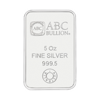 Eureka 5oz 999.5 Fine Silver Bullion ABC Mint Certified Ingot Bar + Pouch
