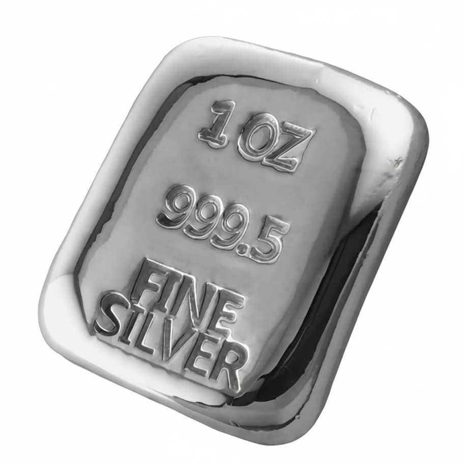 1 Oz 999.5 Fine Silver Certified Bullion Grade Ingot Bar Hand Poured