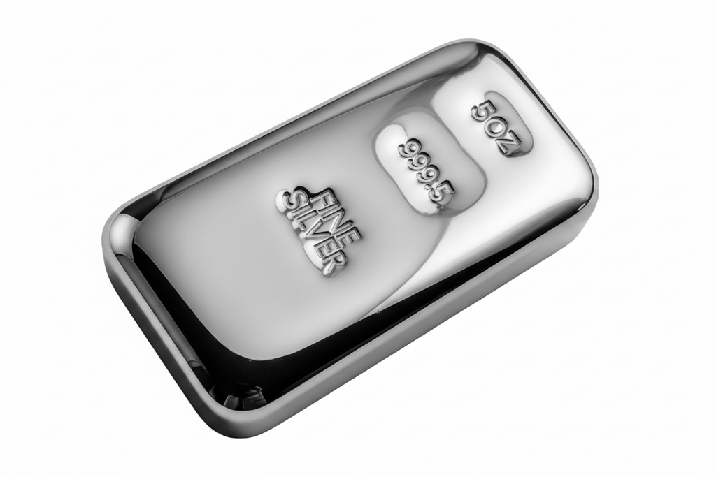 Silver Ingot 5 Oz 999.5 Fine Grade Bullion Investor Quality Bar Hand Poured