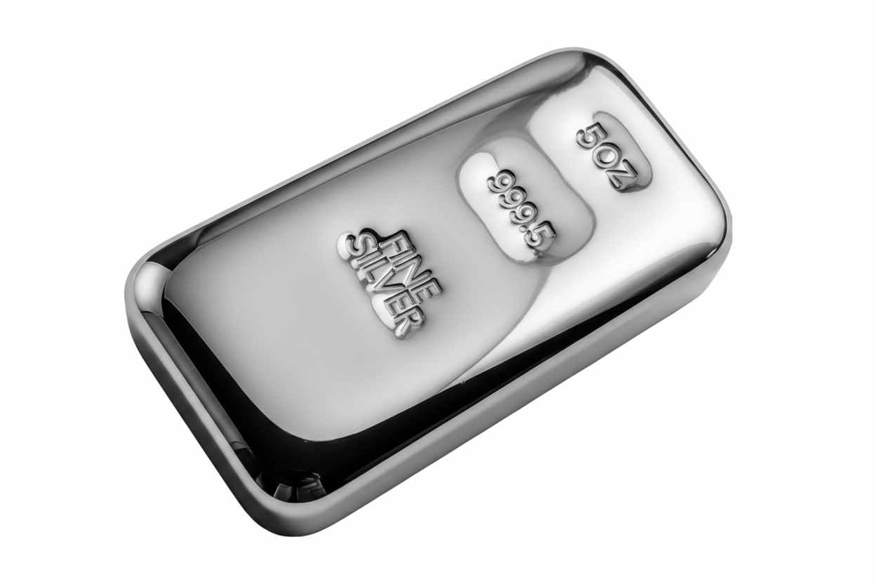 Silver Ingot 5 Oz 999.5 Fine Grade Bullion Investor Quality Bar Hand Poured
