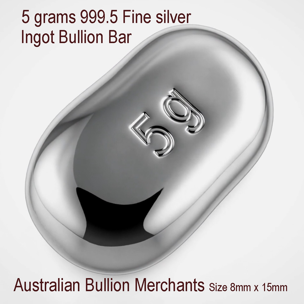 Silver Ingot 5 Grams 999.5 Fine Grade Bullion Investor Quality Bar Hand Poured
