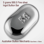 Silver Ingot 5 Grams 999.5 Fine Grade Bullion Investor Quality Bar Hand Poured