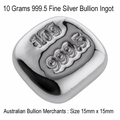 Silver Ingot Bar 10 Grams 999.5  Fine Certified Bullion Hand Poured