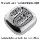 Silver Ingot Bar 10 Grams 999.5  Fine Certified Bullion Hand Poured