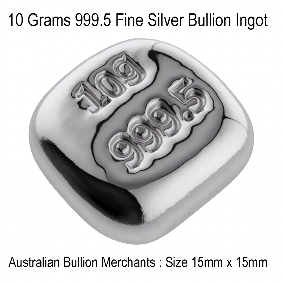 Silver Ingot Bar 10 Grams 999.5  Fine Certified Bullion Hand Poured