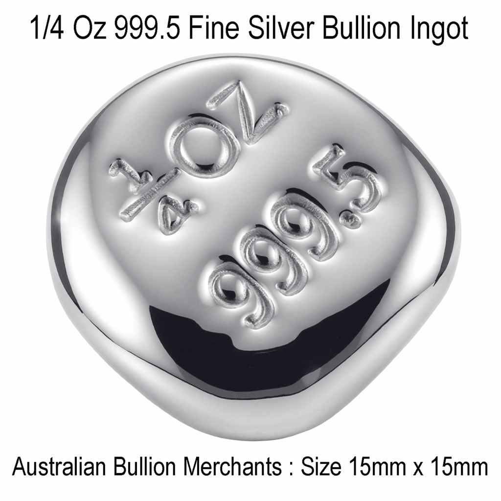 Silver Ingot Bar 1/4 Oz 999.5 Fine Certified Bullion Grade Hand Poured