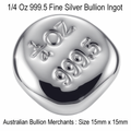 Silver Ingot Bar 1/4 Oz 999.5 Fine Certified Bullion Grade Hand Poured