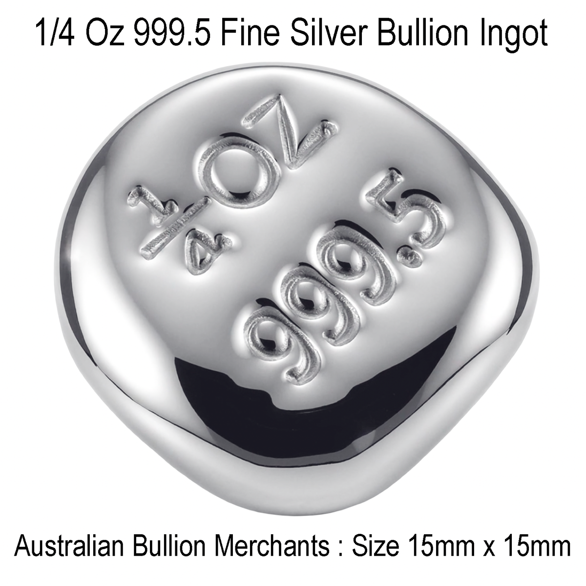 Silver Ingot Bar 1/4 Oz 999.5 Fine Certified Bullion Grade Hand Poured