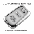 Silver Ingot 2 Troy Oz 999.5 Fine Bullion Certified Quality Bar Hand Poured