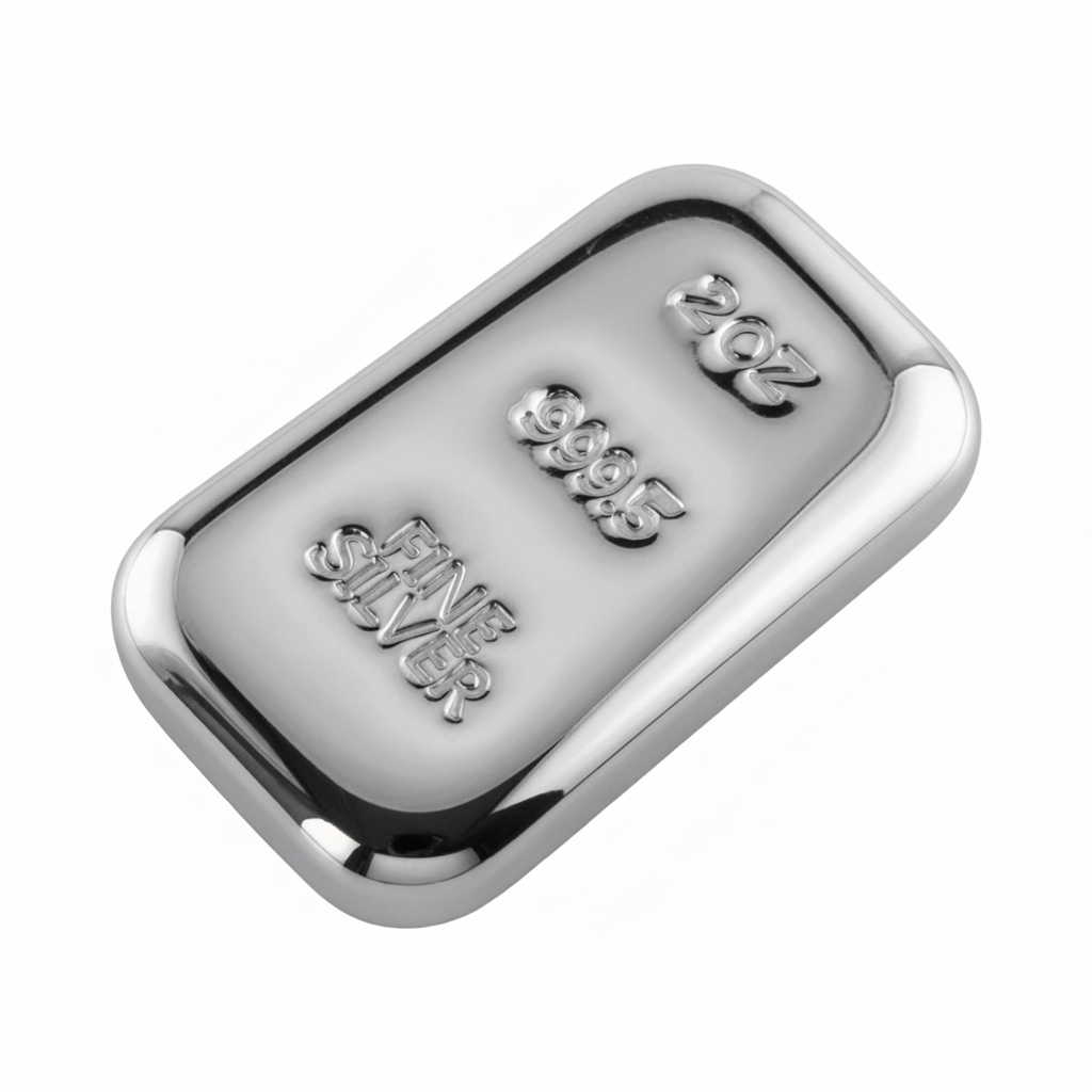 Silver Ingot 2 Troy Oz 999.5 Fine Bullion Certified Quality Bar Hand Poured