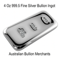 4 Troy Oz 999.5 Fine Silver Certified Bullion Grade Ingot Bar Hand Poured