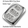 Silver  Bar 20 gram 999.5 Fine Certified Bullion Grade Ingot Hand Poured