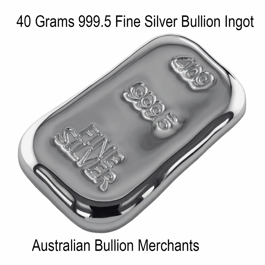 Silver Ingot Bar 40 Grams 999.5 Fine Grade Bullion Investor Quality Hand Poured