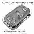 Silver Ingot Bar 40 Grams 999.5 Fine Grade Bullion Investor Quality Hand Poured