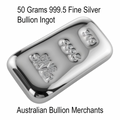 50 Grams 999.5 Fine Grade Silver Bullion Investor Quality Ingot Bar Hand Poured