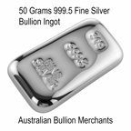 50 Grams 999.5 Fine Grade Silver Bullion Investor Quality Ingot Bar Hand Poured