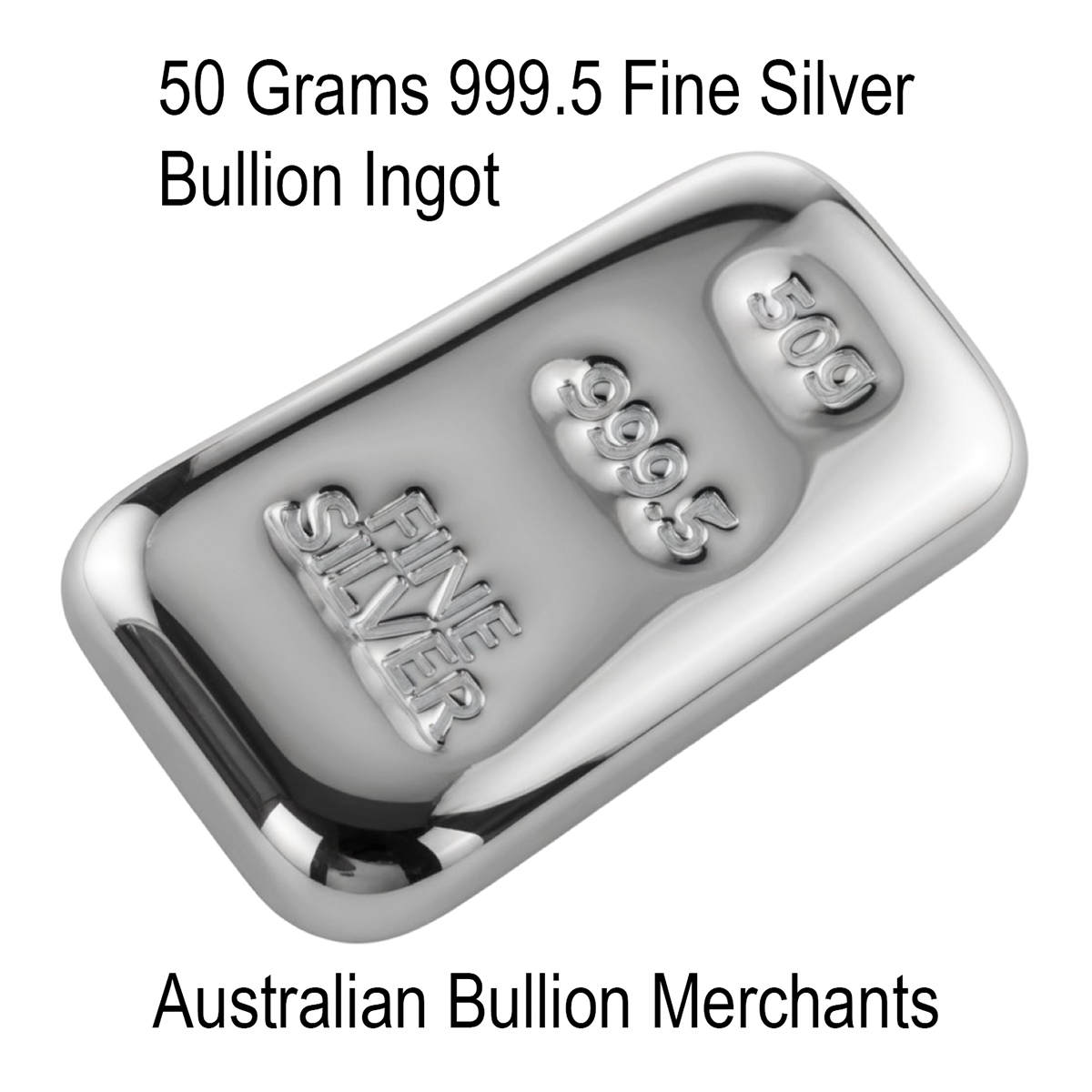 50 Grams 999.5 Fine Grade Silver Bullion Investor Quality Ingot Bar Hand Poured