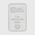 Eureka 5oz 999.5 Fine Silver Bullion ABC Mint Certified Ingot Bar + Pouch