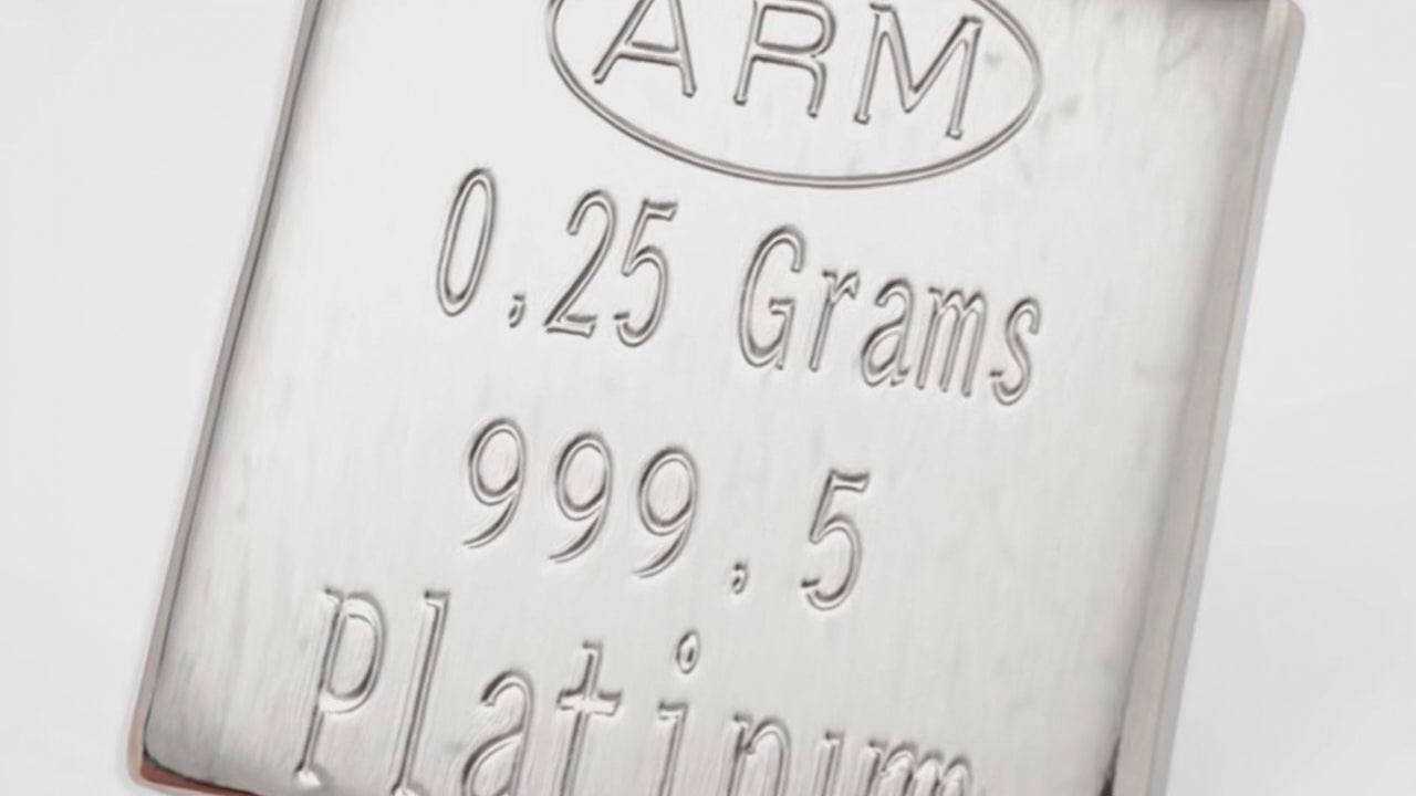 Platinum 0.25 Grams 999.5 Fine Solid Certified Bullion Ingot Bar ABM Certifiers