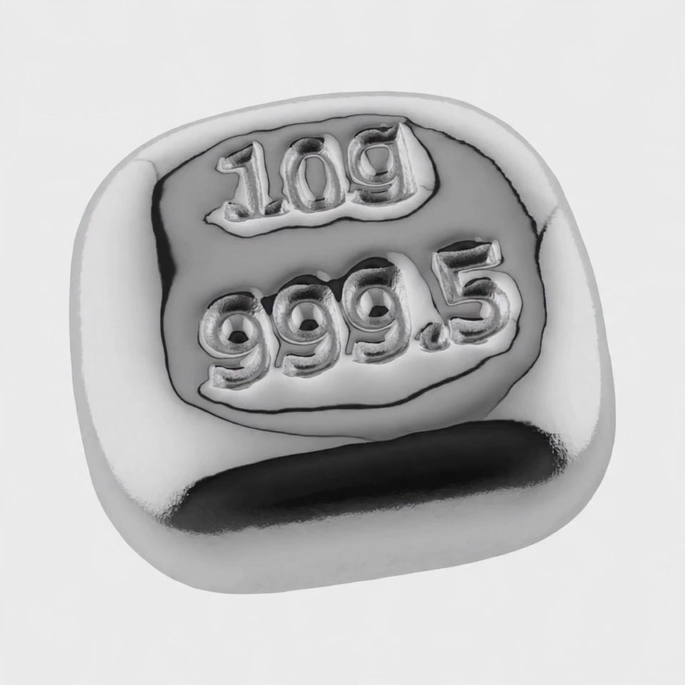 Silver Ingot Bar 10 Grams 999.5  Fine Certified Bullion Hand Poured