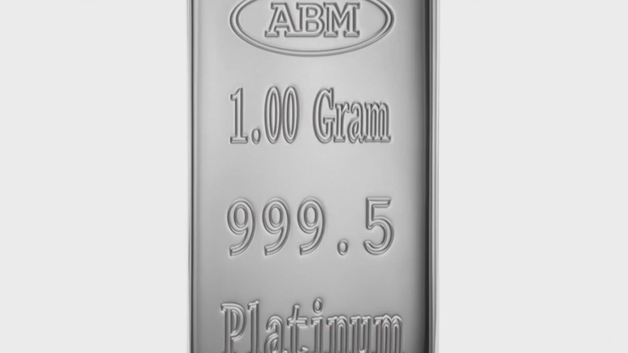 Platinum 1.00 Grams 999.5 Fine Solid Certified Bullion Ingot Bar ABM Certifiers