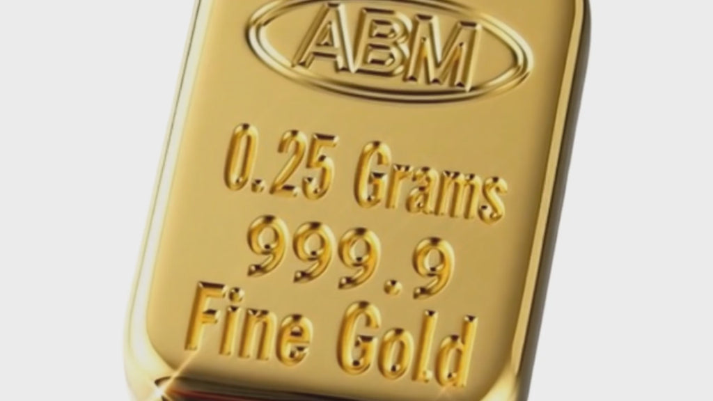 0.25 Grams 999.9 Fine Solid 24Kt Gold Certified Bullion Ingot Bar ABM Certifiers
