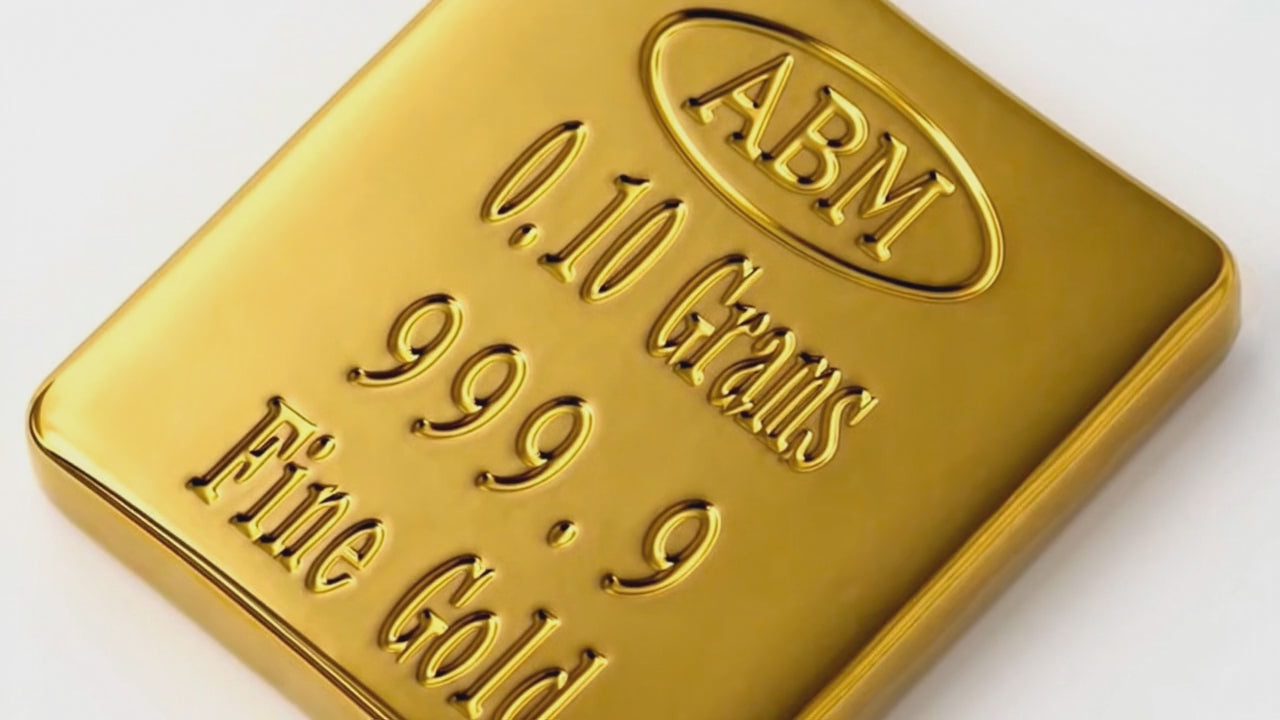 0.10 Grams 999.9 Fine Solid 24Kt Gold Certified Bullion Ingot Bar ABM Certifiers