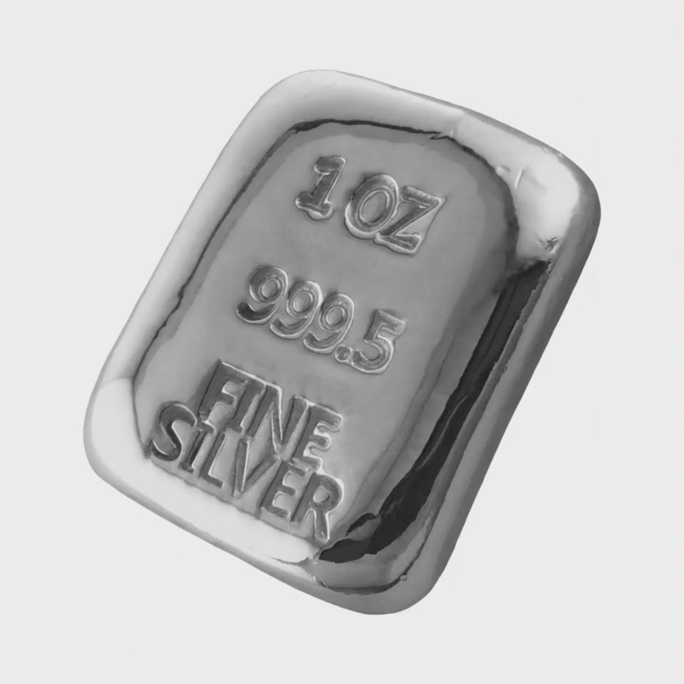 1 Oz 999.5 Fine Silver Certified Bullion Grade Ingot Bar Hand Poured