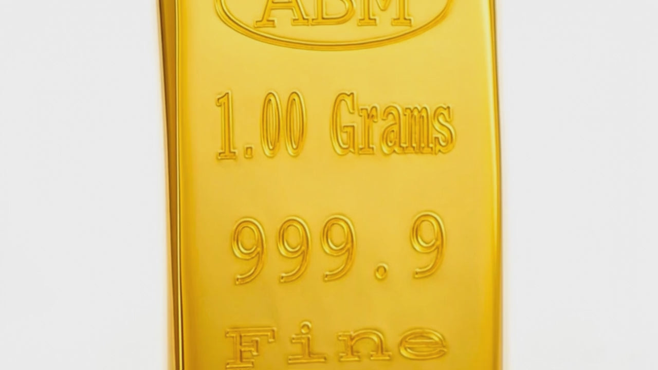 1.00 Grams 999.9 Fine Solid 24Kt Gold Certified Bullion Ingot Bar ABM Certifier