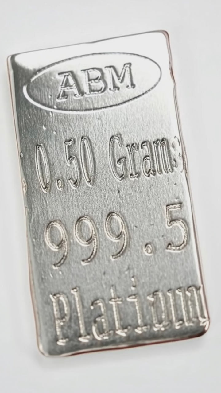 Platinum 0.50 Grams 999.5 Fine Solid Certified Bullion Ingot Bar ABM Certifiers