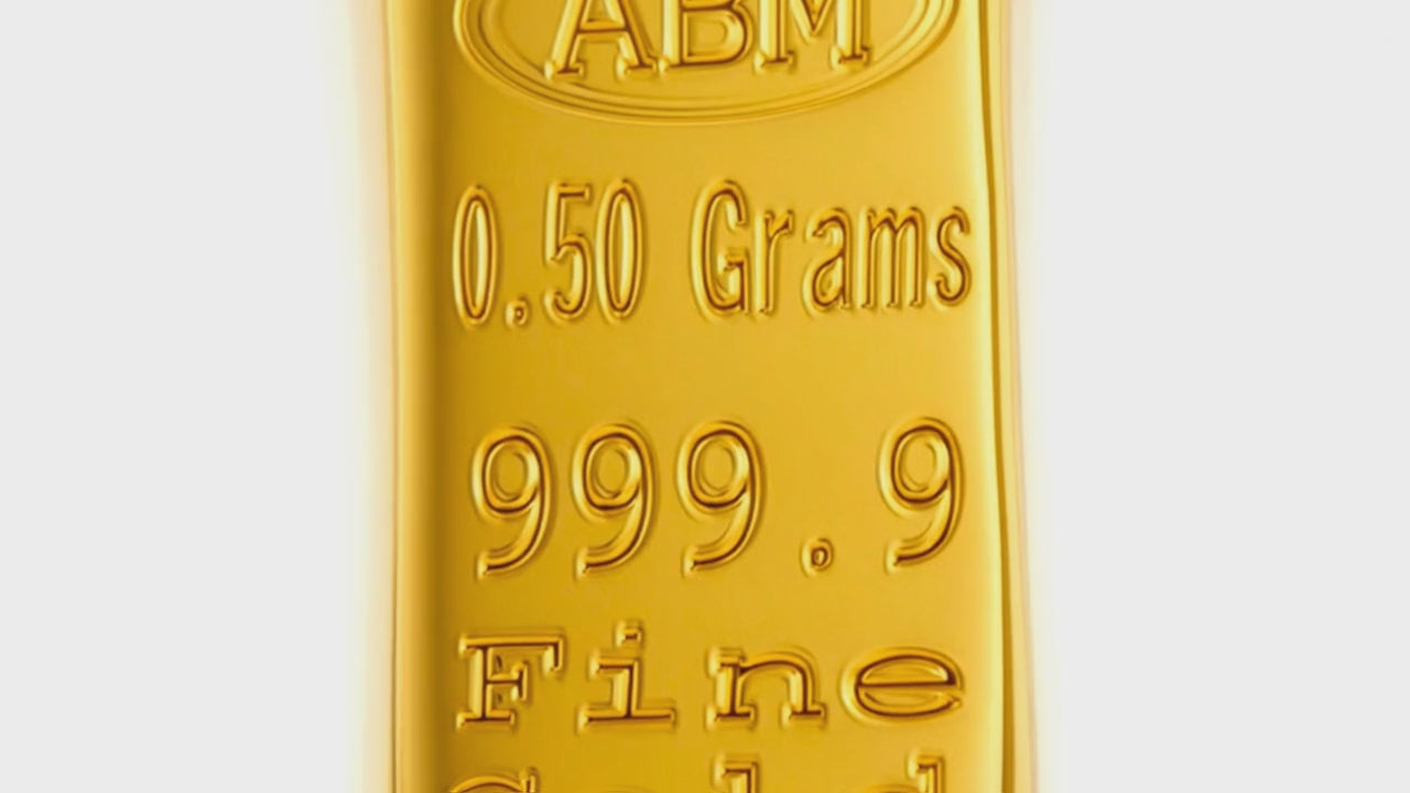 0.50 Grams 999.9 Fine Solid 24Kt Gold Certified Bullion Ingot Bar ABM Certifiers