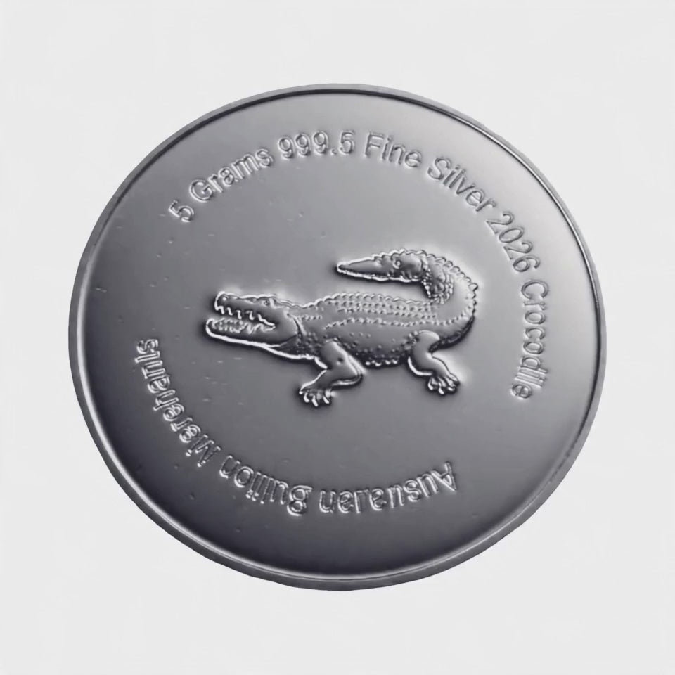 5 Grams 2026 Australian Crocodile 999.5 Silver Round Coin Bullion ABM Handmade
