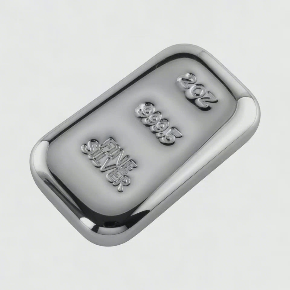 Silver Ingot 2 Troy Oz 999.5 Fine Bullion Certified Quality Bar Hand Poured